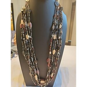 Necklace Multistrand Bali Handmade Beaded Necklace With Stones  16 In